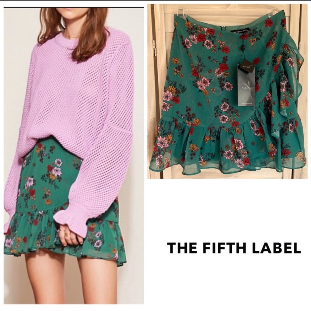 The Fifth Label Keystone green floral ruffle mini skirt size XS Extra Small